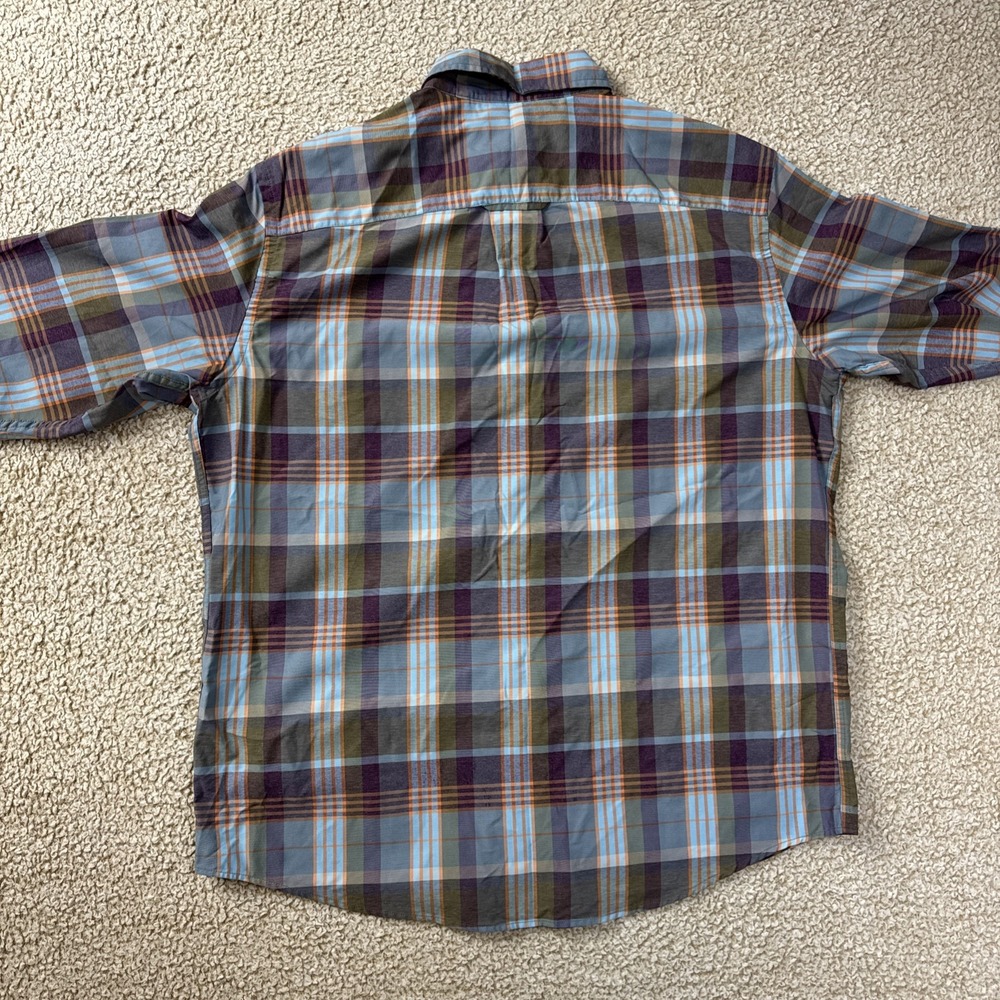 Orvis Flannel Shirt Long Sleeve Light Weight Plaid Blue Classic Fit Men's Large - Picture 10 of 10